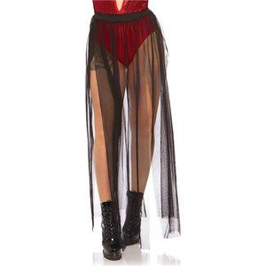 Women Long Back Mulit Layer Ribbon Trim Skirt